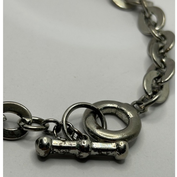 Men's Chunky Chain Necklace Silver Tone Toggle Clasp Statement Industrial 34" - Picture 5 of 8